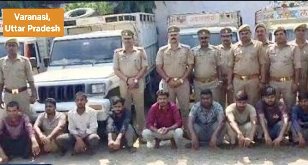 SanghamitraLIVE's tweet photo. 11 cow smugglers arrested in Varanasi 
Roshan Kumar,
Deepu Dhuria,
Sanjeet Kumar, 
Manoj Kumar,
Ishu Kumar,
Abhishek Kumar,
Upendra Yadav,
Gulshan Nishad,
Deepak Kumar,
Suresh Yadav &amp;
Nikhil

Hindu Rashtra Coming Soon...! https://t.co/UCWbcXFtAz