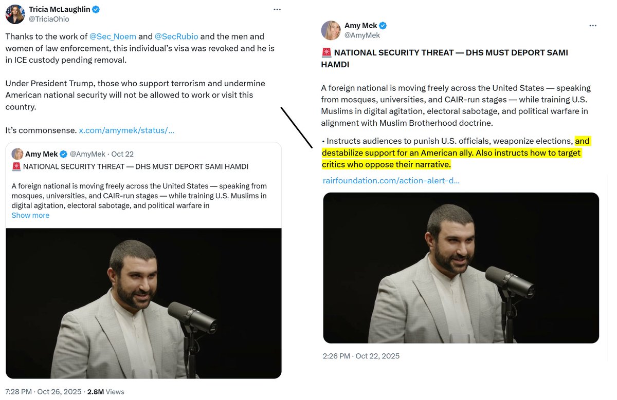 zei_squirrel's tweet photo. Amy Mekelburg, who is one of the most deranged Zionist scum alive, was cited by the Trump regime to arrest  anti-genocide speaker Sami Hamdi for "destabilizing support" for Israel and criticizing Zionists. The Mossad now directly determines who is allowed in the US https://t.co/uRGmCVGMeu