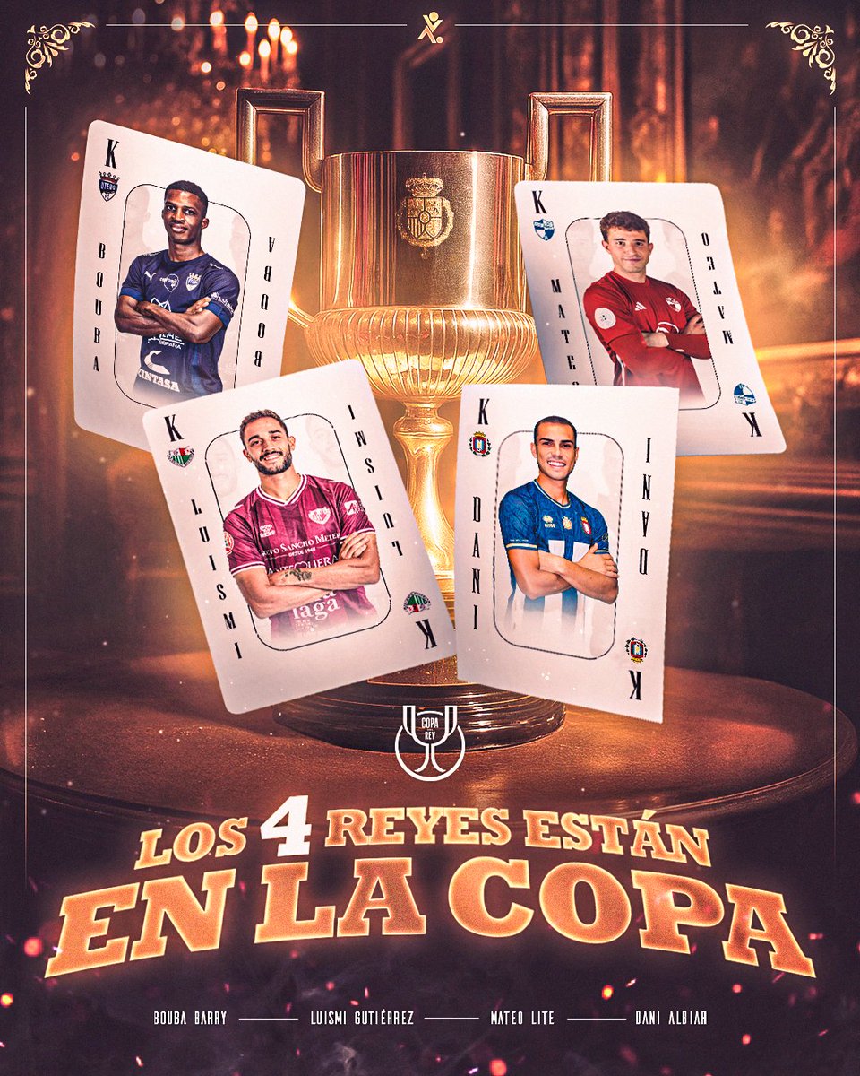 🃏 𝐏𝐎𝐊𝐄𝐑 𝐃𝐄 𝐑𝐄𝐘𝐄𝐒 🏆

Arranca la copa, arranca la competición más mágica del fútbol español.

⚔️ <a href="/barrybouba986/">Bouba Barry</a> 𝐯𝐬 <a href="/SDHuesca/">SD Huesca</a>
⚔️ <a href="/mateolitee/">mmmateo</a> 𝐯𝐬 @sdtarazona1924
⚔️ #DaniAlbiar 𝐯𝐬 @udalmeria
⚔️ <a href="/realmurciacfsad/">Real Murcia CF</a> 𝐯𝐬 <a href="/luismiguti21/">LUISMI GUTIÉRREZ</a>

#CopaDelRey #LaCopaMola