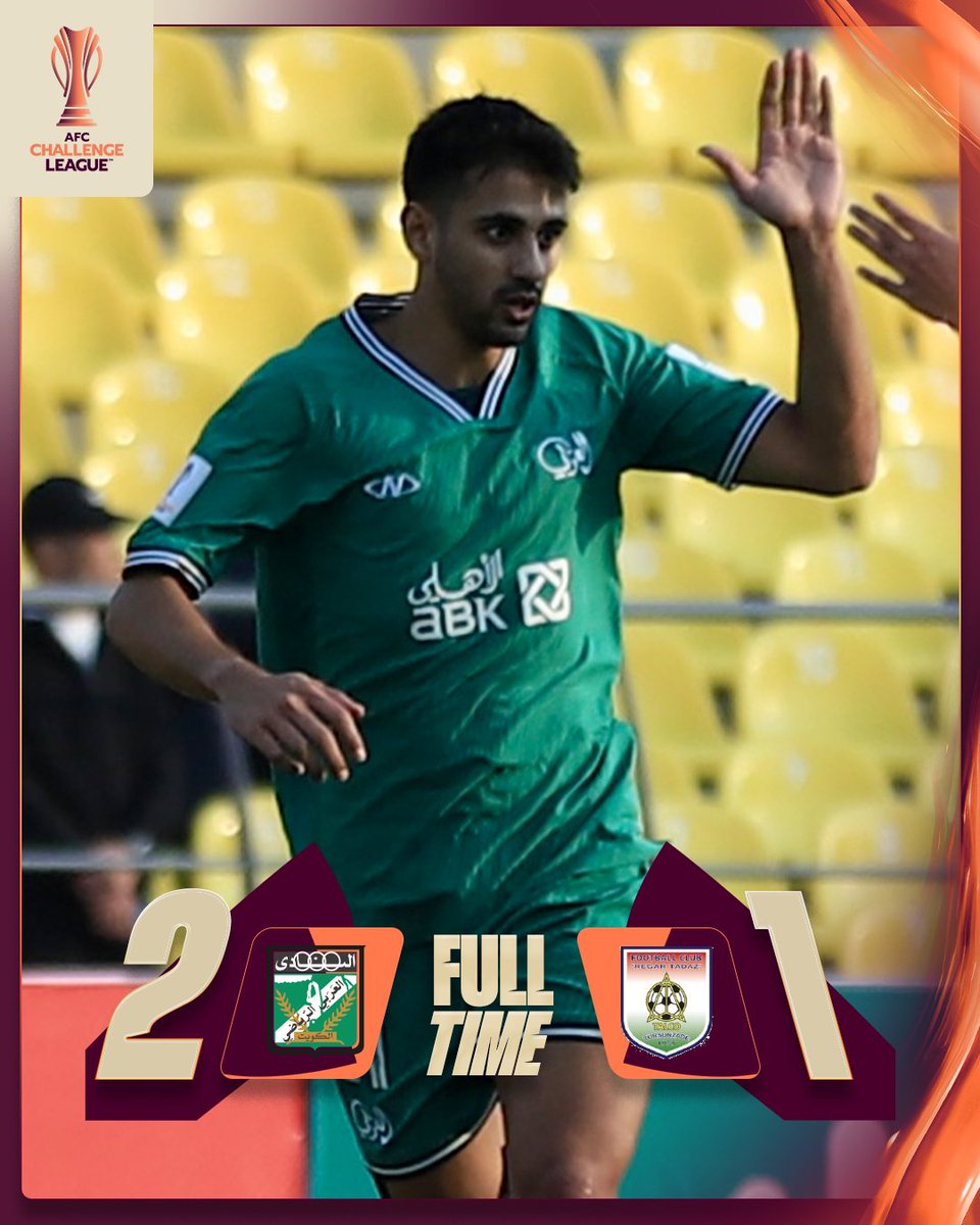 FT | 🇰🇼 Al Arabi SC 2️⃣-1️⃣ FC Regar-TadAZ 🇹🇯

The Kuwaiti outfit seal maiden win in Group C! 

#ChallengeLeague | #ARAvREG
