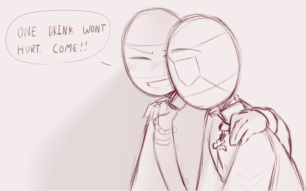 A-H: "It wouldn't be good for your children to see you like this, let's just go back and sleep it off"

(I'm sorry it's just a sketch)
#countryhumans
#countryhumansgermanempire 
#countryhumansaustriahungary