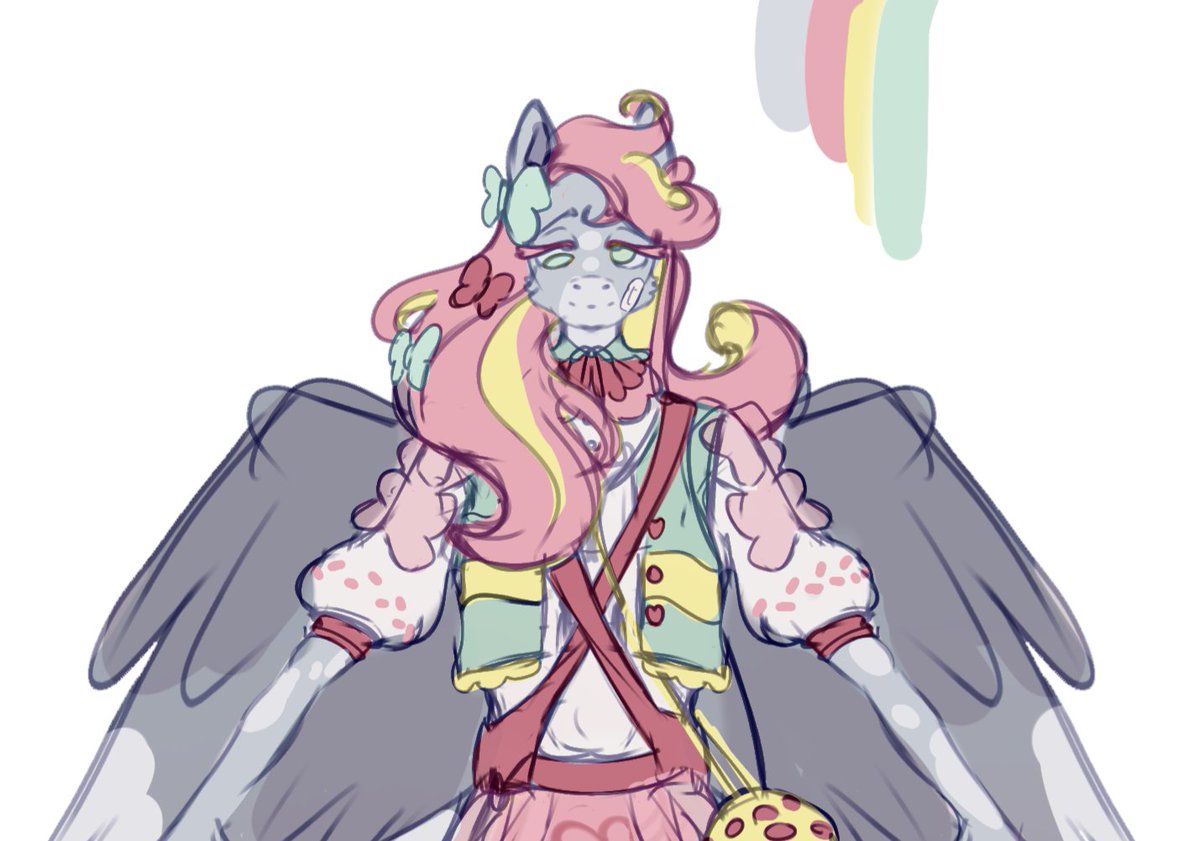 Keyeee_exist's tweet image. Working on #mlp adoptable: #Fluttershy × #derpy mix!
Adoptable will include: t-posed flat colored reference sketch with front &amp;amp; back, pony design, special full body art with anthro and human versions!
Can't wait to finish her 💗