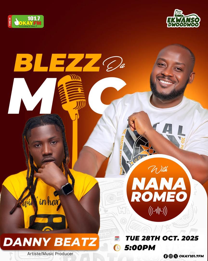 AfrofuseMusicGh's tweet photo. From 5pm to 6pm. 🕕 on @Okay1017fm with @nanaromeowelewele #fyp #okayfm #foryoupage #new #interview https://t.co/g2khr1FItB