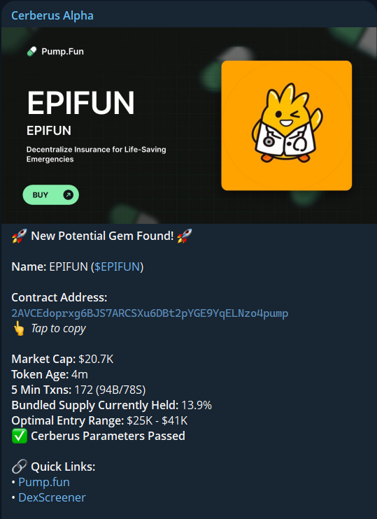 CerberusGems's tweet photo. Cerberus just called a 13x on $EPIFUN

If you are not in the TG you are missing out!

https://t.co/qvEBSaggkH https://t.co/Lu6Ftj4MuY