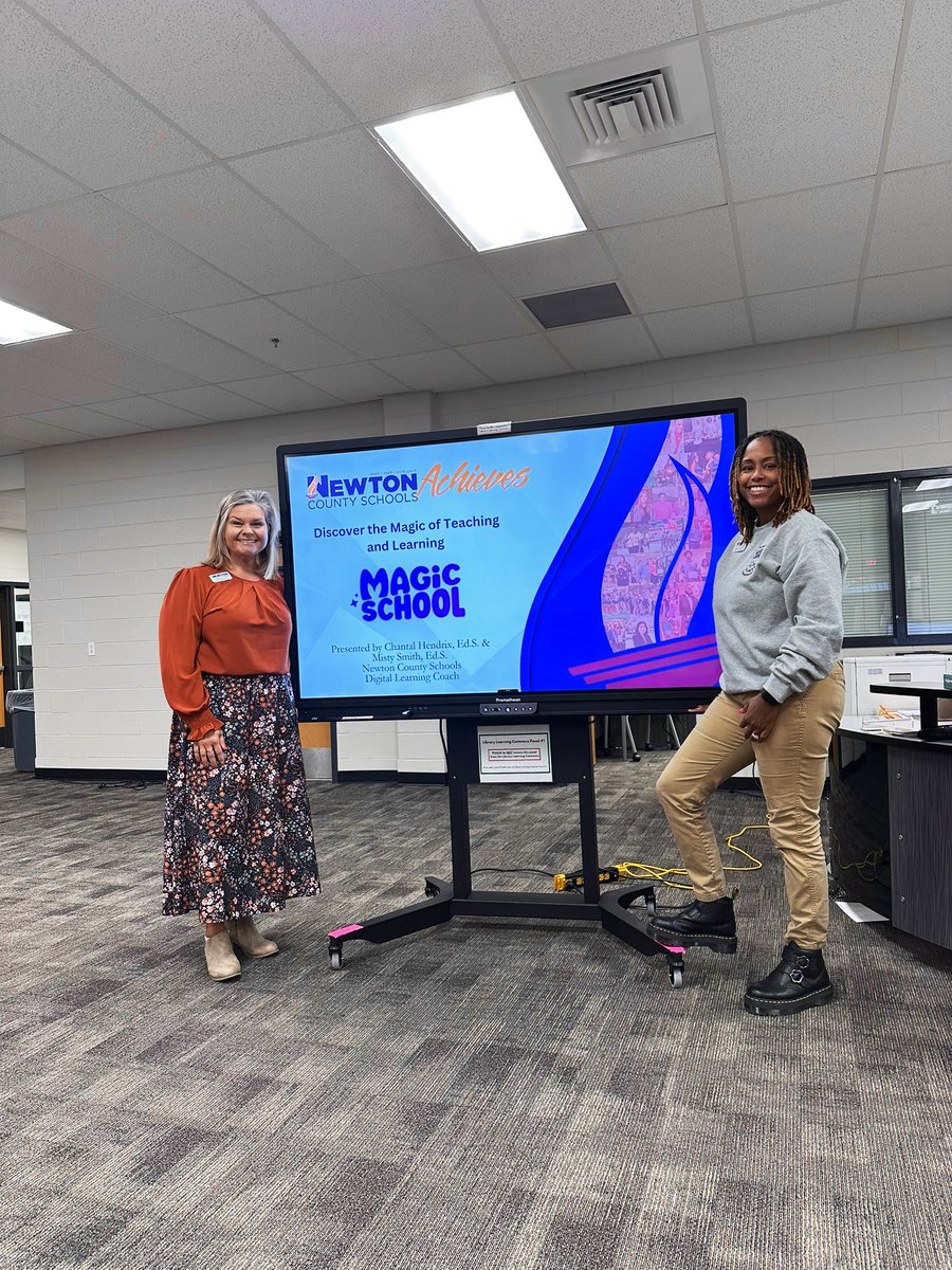 TechSavvyC's tweet image. @MrsMathTech and I are hanging out @EHS_Eagles, excitedly waiting for teachers to drop in and join our @magicschoolai session!🎉📚 #EdTech #MagicSchoolAI