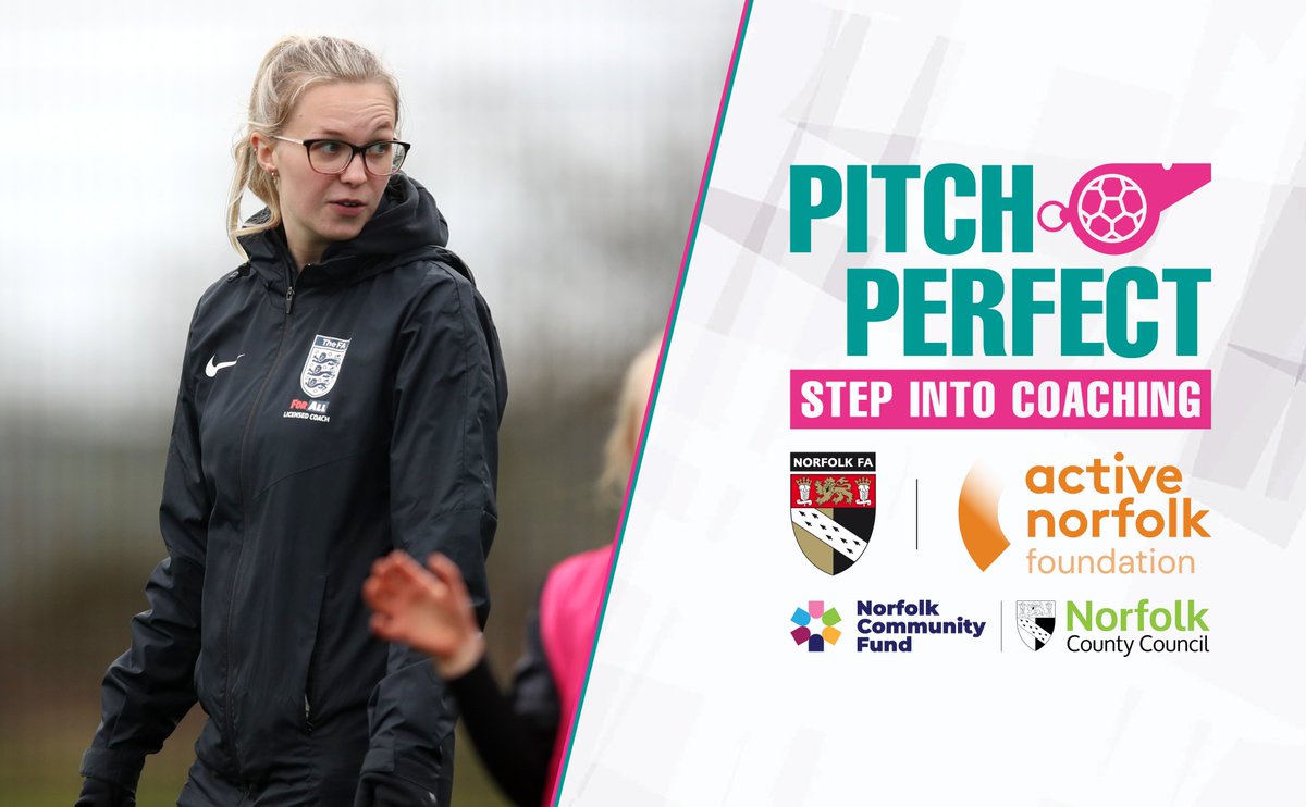 NorfolkCountyFA's tweet image. Norfolk County FA is proud to launch Pitch Perfect: Step into Coaching. 

It&apos;s a new initiative designed to inspire and support more women across Norfolk to explore football coaching in a way that’s inclusive, accessible and pressure-free. #NorfolkFootball #MadeForThisGame ⚽️…
