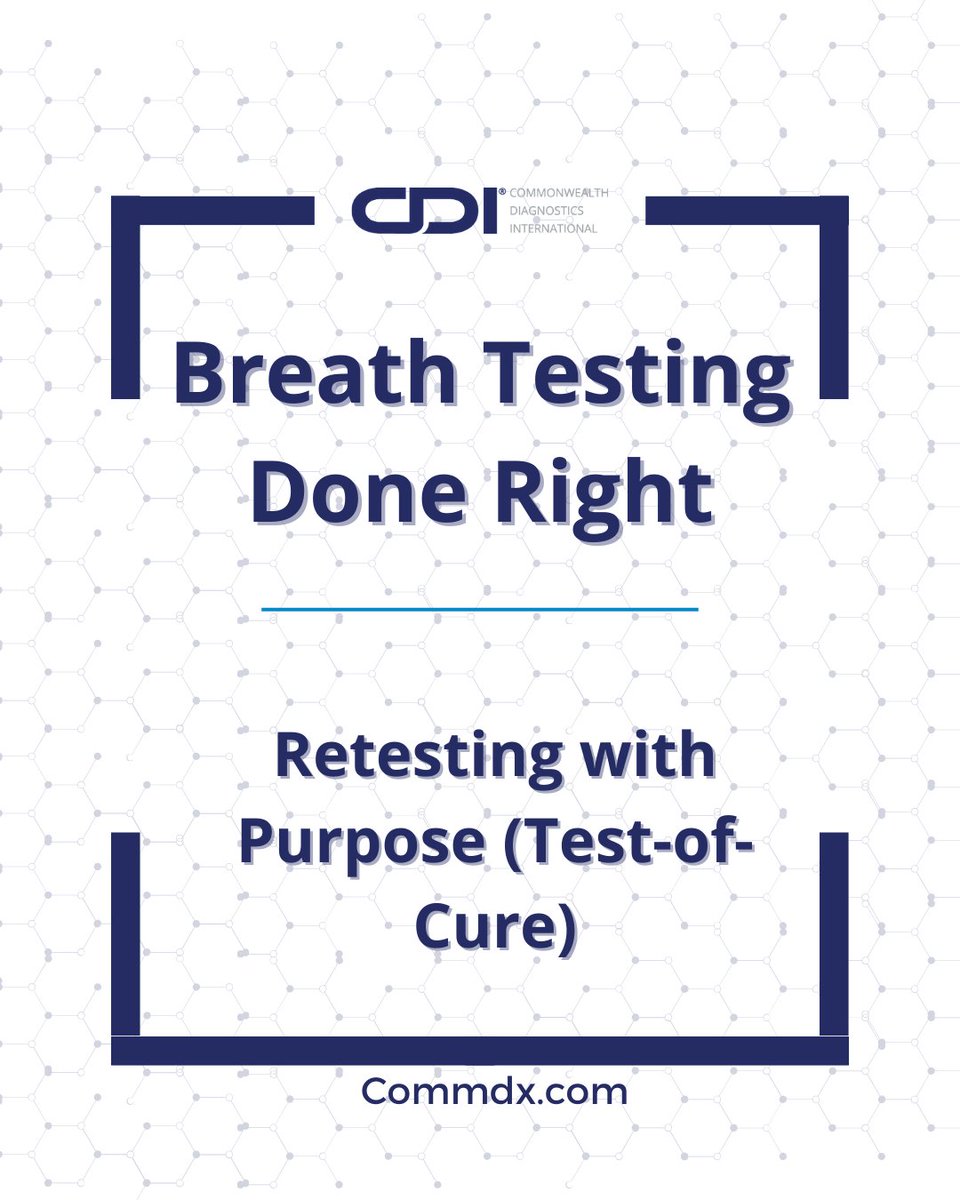 CommonwealthDX's tweet image. Retesting with Purpose (Test-of-Cure)

After SIBO/IMO therapy, a timed retest can confirm response and guide next steps. Work with your clinician on appropriate washout (e.g., off antibiotics/probiotics per guidance) and use CDI’s standardized protocol for apples-to-apples…