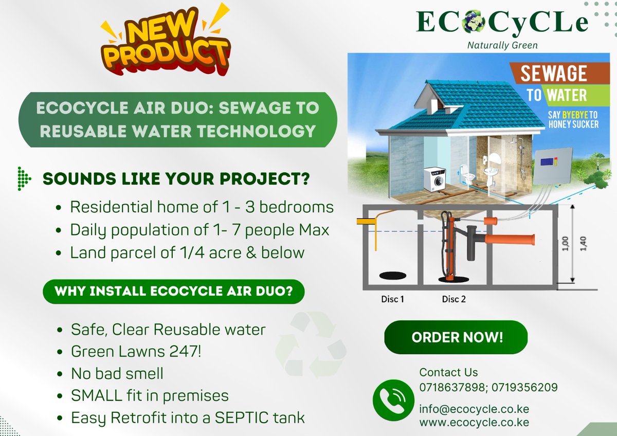 Introducing 𝐍𝐄𝐖 𝐒𝐌𝐀𝐋𝐋 𝐅𝐈𝐓 &amp; 𝐂𝐎𝐒𝐓-𝐄𝐅𝐅𝐄𝐂𝐓𝐈𝐕𝐄 𝐄𝐜𝐨𝐜𝐲𝐜𝐥𝐞 𝐒𝐞𝐰𝐚𝐠𝐞 𝐓𝐫𝐞𝐚𝐭𝐦𝐞𝐧𝐭 𝐓𝐞𝐜𝐡𝐧𝐨𝐥𝐨𝐠𝐲!
𝐓𝐮𝐫𝐧𝐬 𝐒𝐞𝐰𝐚𝐠𝐞 𝐭𝐨 𝐫𝐞𝐮𝐬𝐚𝐛𝐥𝐞 𝐰𝐚𝐭𝐞𝐫 💧
Sounds like your project?👇🏾
•Residential home of 1 - 3 bedrooms
•Daily