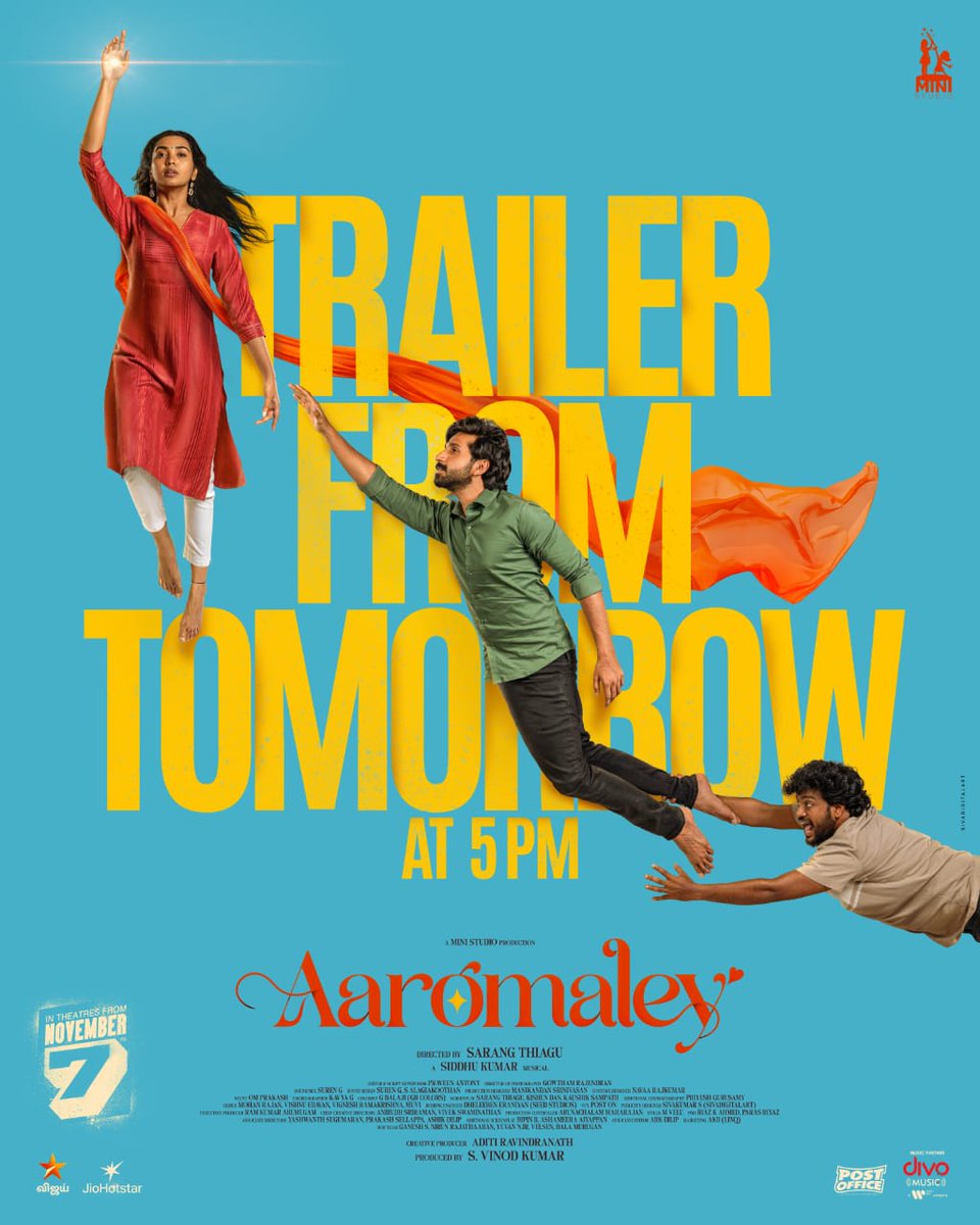 _FanFrame's tweet image. #Aaromaley trailer on the way 💥

Tomorrow evening 5pm la super fun aana trailer varudhu makkale 🤩
