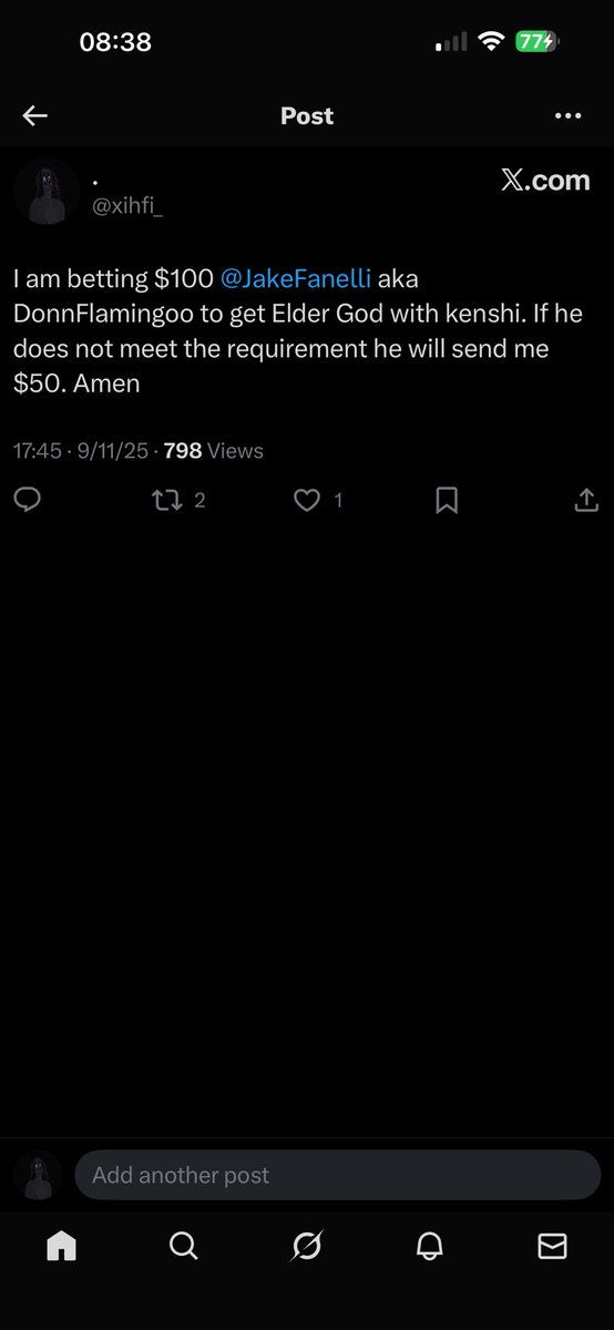 xihfi_'s tweet image. Ggs @JakeFanelli 

A man of his word. Put some respect on his name for trying hard with kenshi!