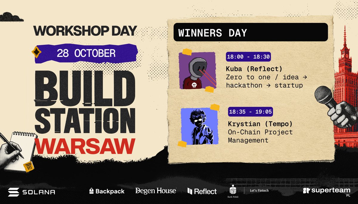Just a reminder: Build Station - Winners Day is happening today 🏆

Join us in person or via live stream and hear how <a href="/stablecoinjesus/">jacob (hiring solana engineers)</a> and <a href="/mejordev/">MejorDev</a> turned hackathon projects into real products.

If you’re building, this is one you can’t miss 👇