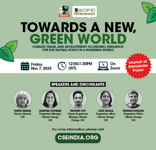 🍃New Launch: CSE Discussion Paper🍃

𝐓𝐨𝐰𝐚𝐫𝐝𝐬 𝐚 𝐍𝐞𝐰, 𝐆𝐫𝐞𝐞𝐧 𝐖𝐨𝐫𝐥𝐝
Climate, Trade, and Development: Economic Resilience for the Global South in a Warming World

Register here: us02web.zoom.us/webinar/regist…