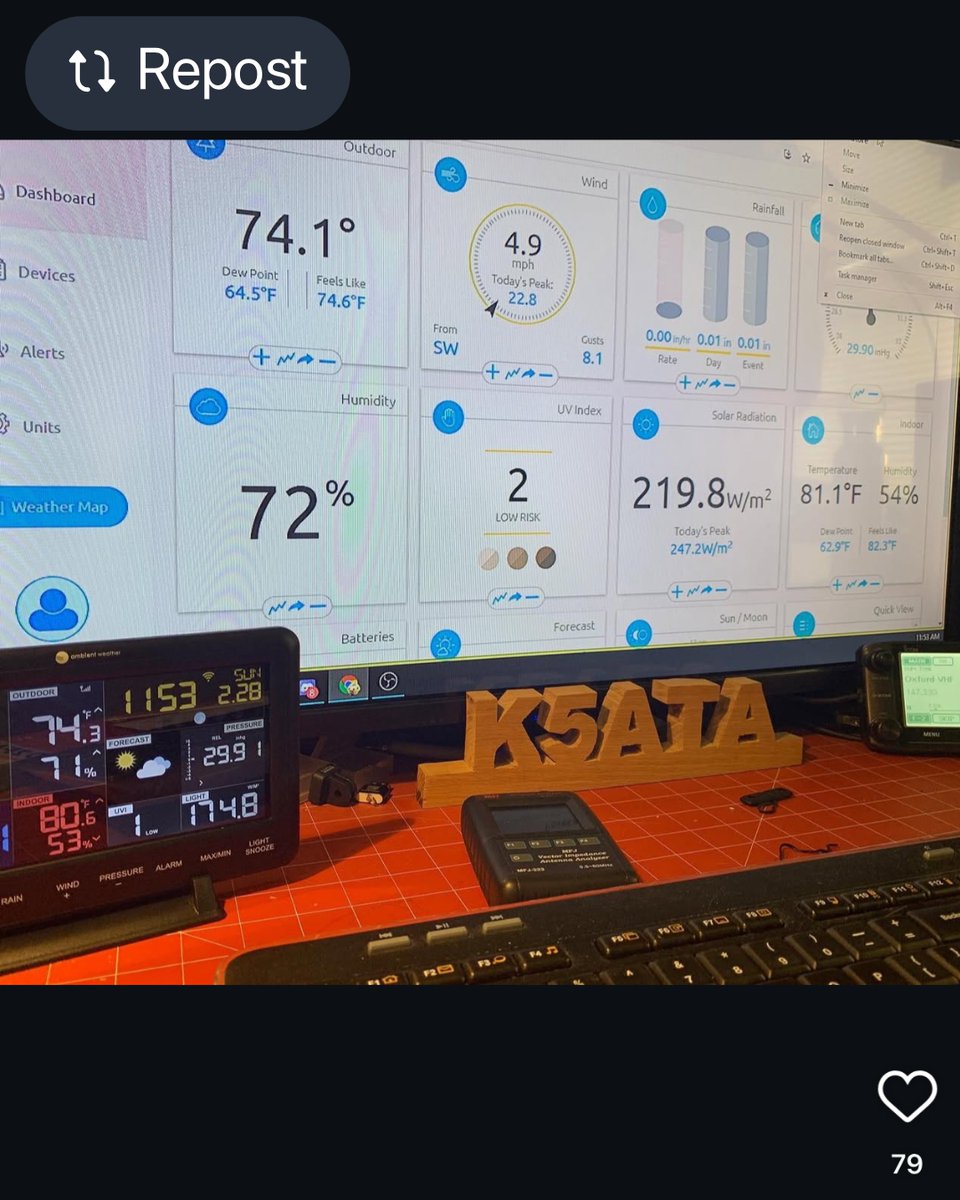 ambientweather's tweet image. Thank you for sharing! @k5ata #Repost #AmbientWeather #WeatherTech #HomeMonitoring #Weather