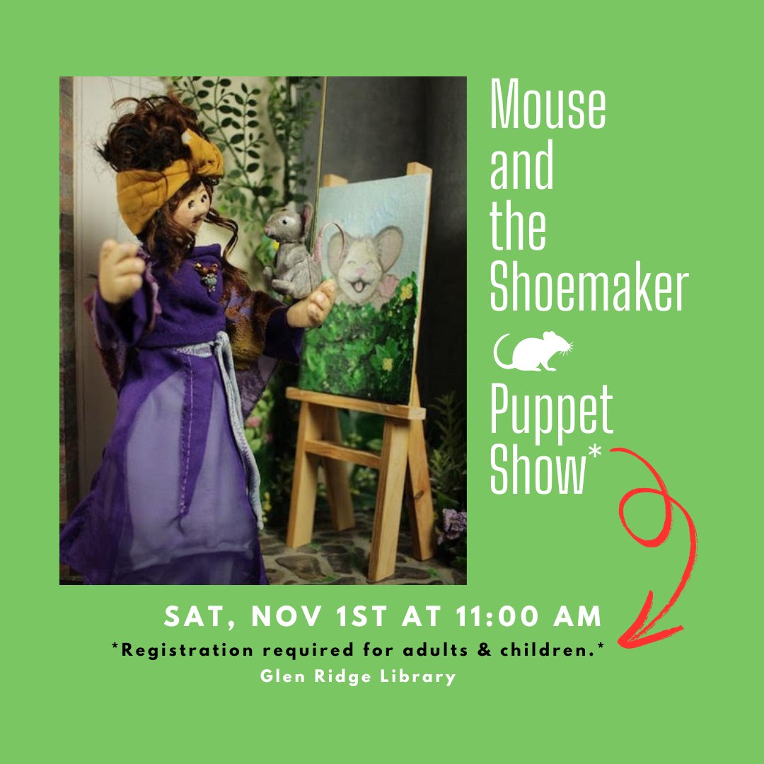 Marvel at the magic of marionettes bringing a story to life 🧔🏻‍♂️🐭✨

Join us this Saturday, November 1st at 11 AM for "The Mouse and the Shoemaker" Puppet Show -

Follow the link to register: bccls.libcal.com/event/15048127
Children's Program | Reg Req