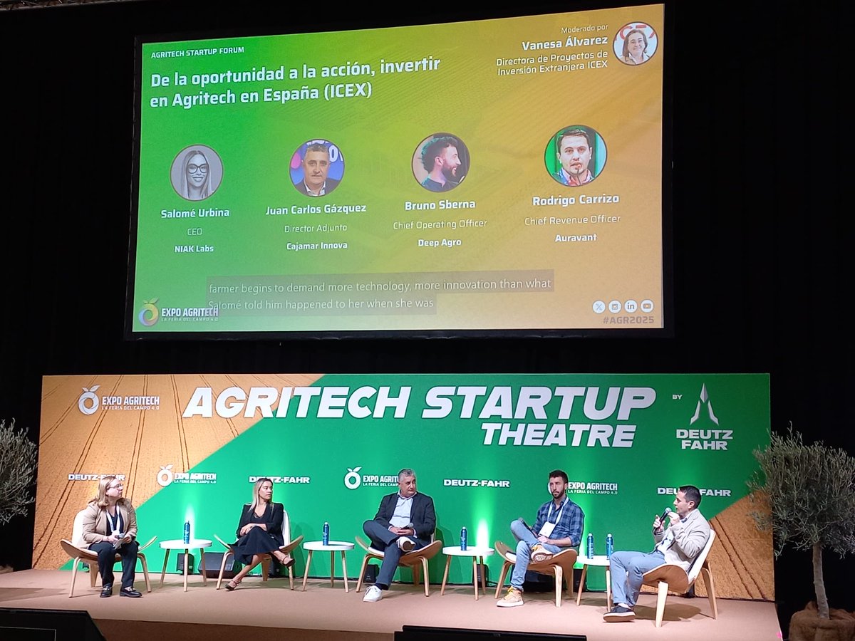 🤝 Muy contentos de haber participado en el panel “De la oportunidad a la acción: invertir en AgriTech en España”.

<a href="/RodrigoJCarrizo/">Rodrigo J. Carrizo</a> compartió nuestra visión sobre cómo la tecnología y la colaboración pueden transformar el agro desde la eficiencia y la sostenibilidad 🌱.