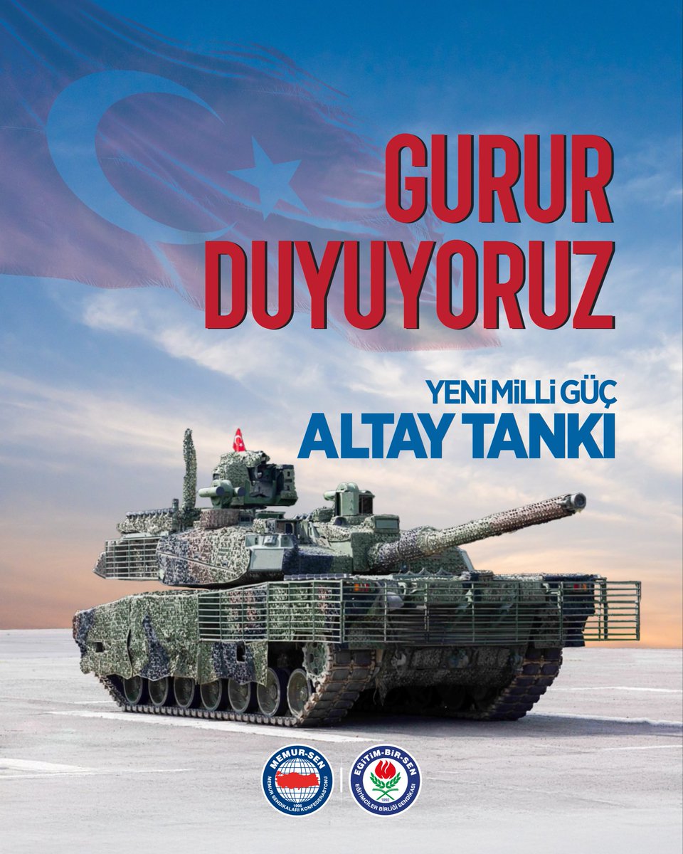 Türkiye’nin milli ana muharebe tankı Altay, ordumuzun envanterine girdi.

Yüzde 99,5’i üniversitelerimizden mezun savunma sanayi çalışanlarının ortaya çıkardığı son ürün olan ana muharebe tankı Altay, gücümüze güç katacak.

Gurur duyuyoruz!