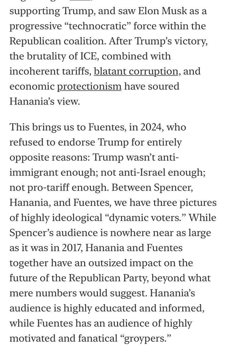 RichardHanania's tweet photo. “Hanania and Fuentes together have an outsized impact on the future of the Republican Party, beyond what mere numbers would suggest.”

Which way, young conservatives? https://t.co/RTkNvLlPj2