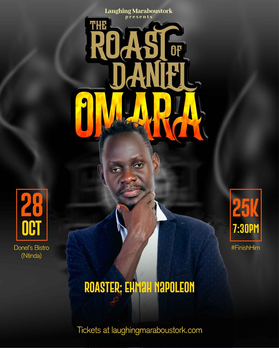 Tonight.... The Comedy Roast of Daniel Omara.
Wanna enjoy a comedy roast- Ugandan style? Yes...we have started bringing these things to Uganda.
Come around folks... this is gonna be hilarious and brutal🙌🏾
It's just where in Ntinda here..opposite Capital Shoppers…

Ofkos... how