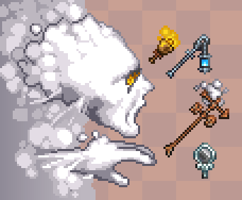 my version of the fogbound boss and its drops .. #terraria #pixelart and #ドット絵 i think ??