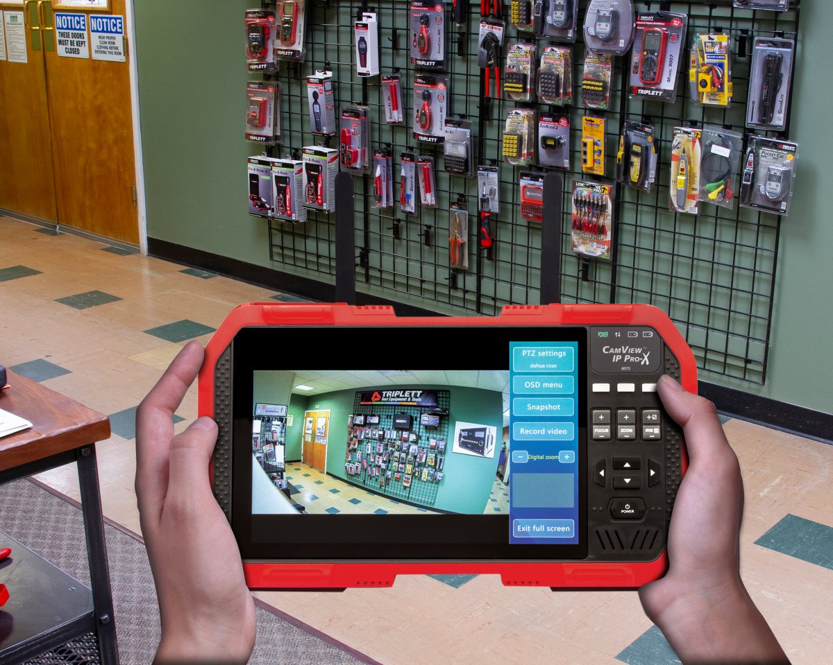 test_tools's tweet image. Triplett 8075 CamView IP Pro-X tester supports analog SD/HD and network HD cameras with a 7" 1920x1200 touchscreen. Built-in WiFi enables camera connections and hotspot setup. Learn more: bit.ly/3Etbpm2