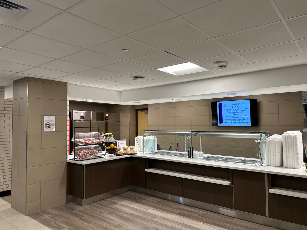 keyconstruction's tweet image. Project Complete!
Key Construction finished a two-phase renovation of Wesley Medical Center’s cafeterias — new finishes, custom serving lines, furniture &amp;amp; upgraded MEP systems. 🍽️@SPTarch @WesleyMedical
Creating brighter, safer spaces for staff and guests! 👏 #Renovation #TeamKey