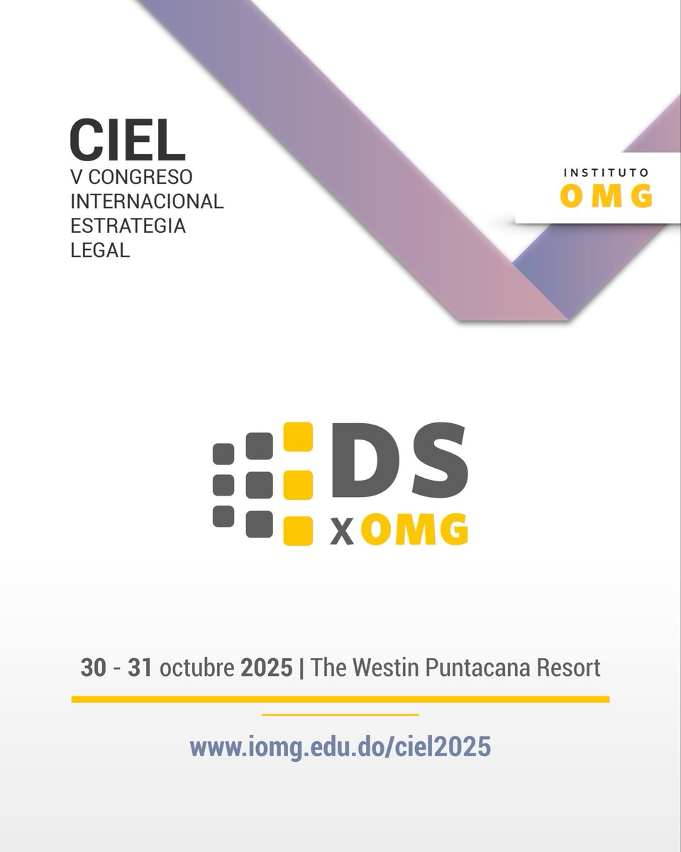 Nos complace anunciar que #CIEL2025 cuenta con la colaboración de DSxOMG. ¡Gracias por apoyar la transformación de la estrategia legal a través del cumplimiento empresarial y la innovación tecnológica!

#CIEL #EstrategiaLegal #InstitutoOMG #IOMG