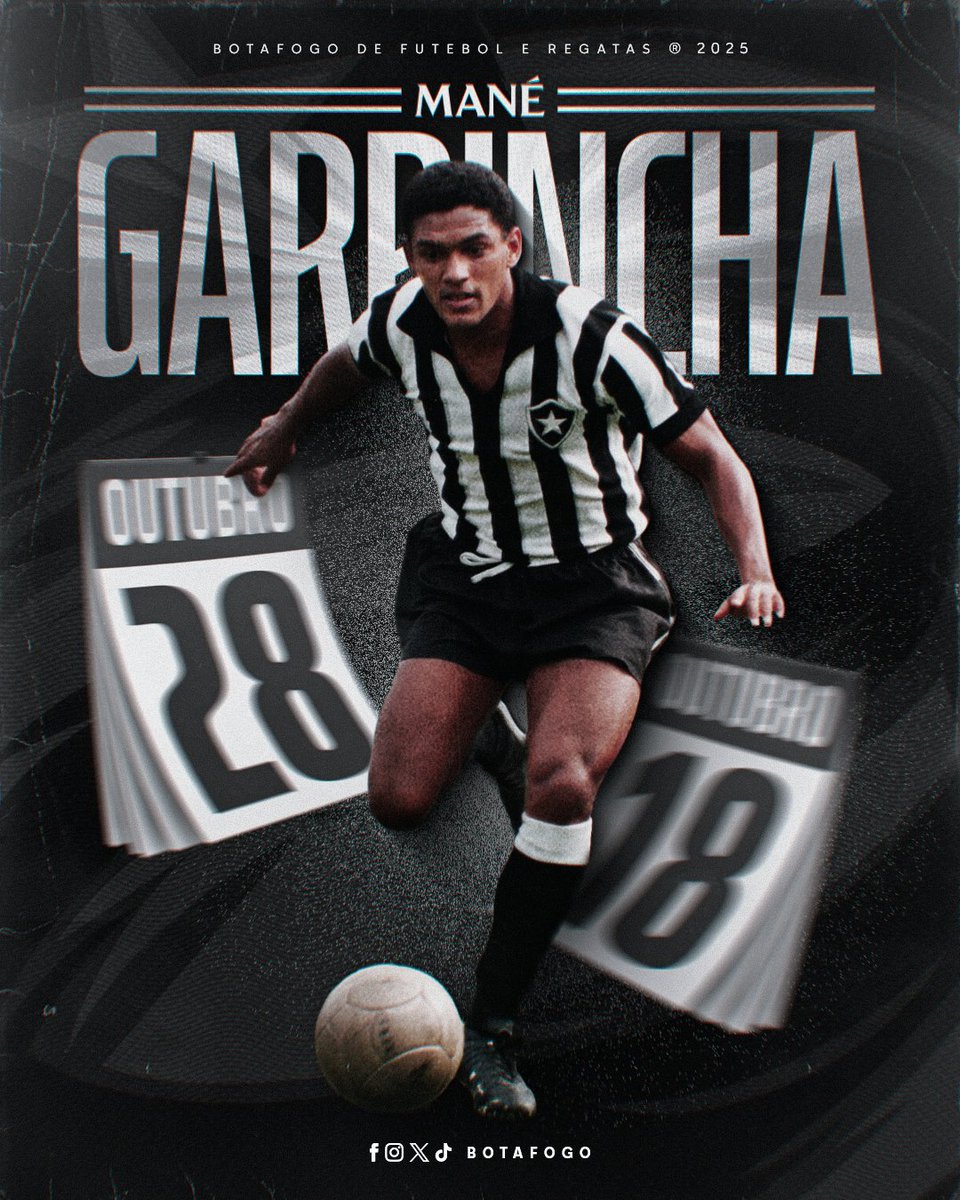 Botafogo F.R. (@botafogo) on Twitter photo O eterno drible do #MaiorDeTodosOsTempos! 📅💨
Hoje, 28 de outubro, também é dia de celebrar a história de Mané Garrincha, que dificultou até para a marcação no cartório e ganhou dois aniversários. Exaltaremos o seu legado em todas as oportunidades, ídolo! 🪽 #BFR O eterno drible do #MaiorDeTodosOsTempos! 📅💨
Hoje, 28 de outubro, também é dia de celebrar a história de Mané Garrincha, que dificultou até para a marcação no cartório e ganhou dois aniversários. Exaltaremos o seu legado em todas as oportunidades, ídolo! 🪽 #BFR