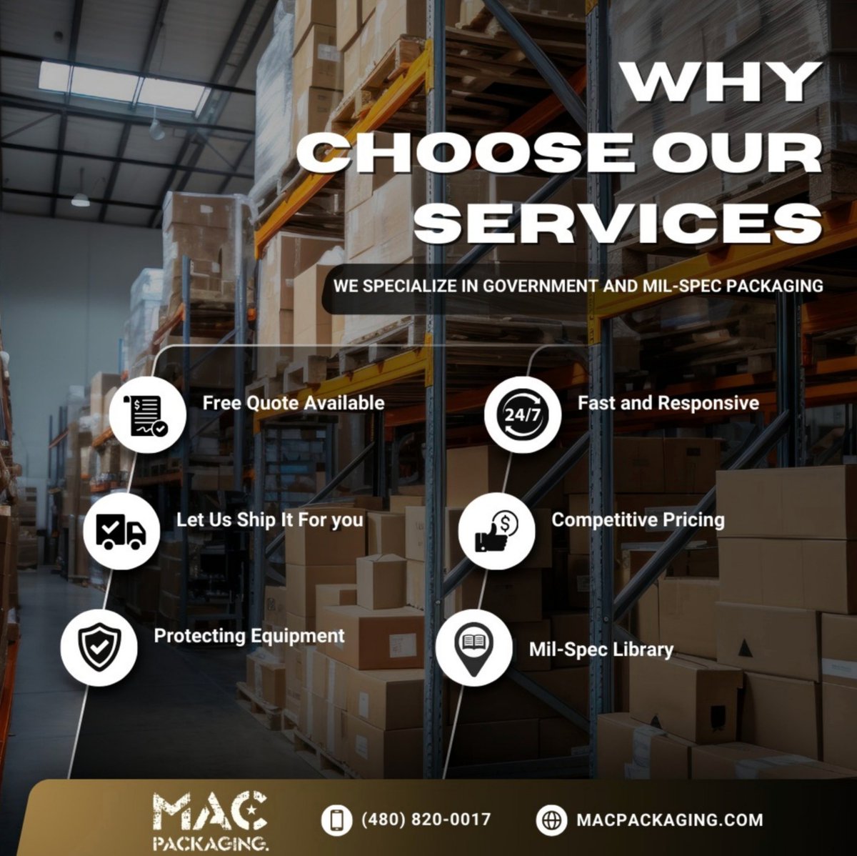MAC_Packaging's tweet image. From Mil-Spec bags, boxes, tape, wraps, and barrier materials, to VCI and comprehensive industrial packaging, shipping, and storage options—we’ve got you covered.

👉macpackaging.com

#labels #milspec #crates #shippingcontainer #packaging #foam #militarypackaging
