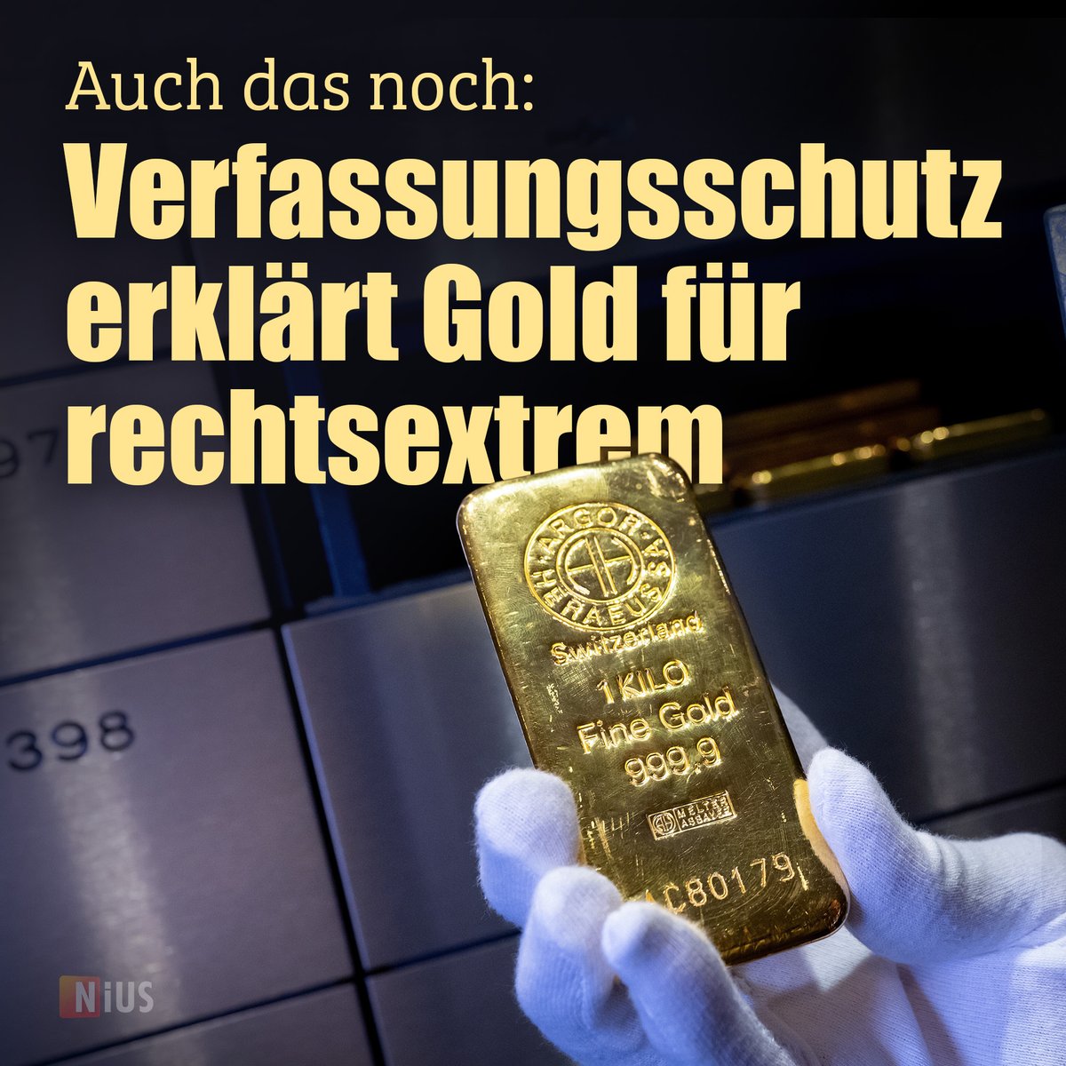 Es kann alles und jeden treffen: Auch #Gold ist jetzt rechtsextremistisch. Wie das Edelmetall zu dieser Zuordnung gelangt, lesen Sie hier: 
nius.de/nachrichten/ne…