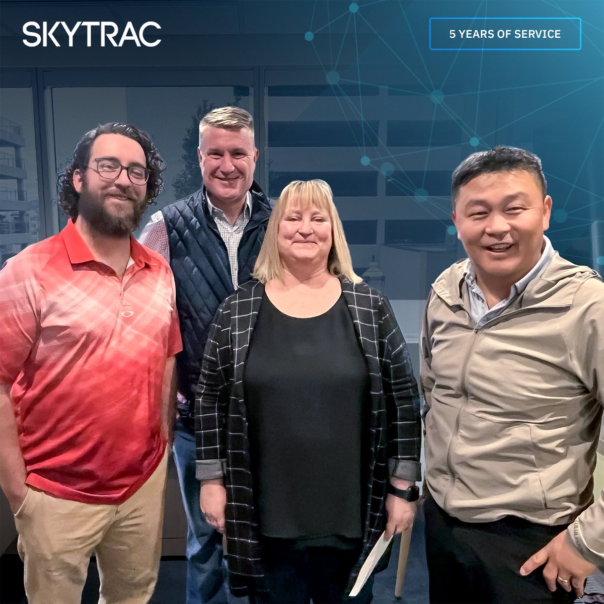 Congratulations to Kimberley Bagnall on reaching five incredible years with SKYTRAC! 🎉

Thank you, Kim, for all that you do, your experience, positivity, and care makes difference every day. Here’s to many more years ahead! 🙌