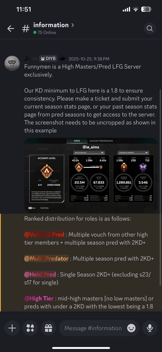 Nox1ce's tweet image. Happy to announce that FunnyMen high tier LFG has been fully released and is rapidly growing. Huge thanks to everyone that has helped and to our team❤️ 🐐

Invite: discord.gg/fnnymen

To anyone interested it’s a KD locked LFG server and roles/info are as follows: