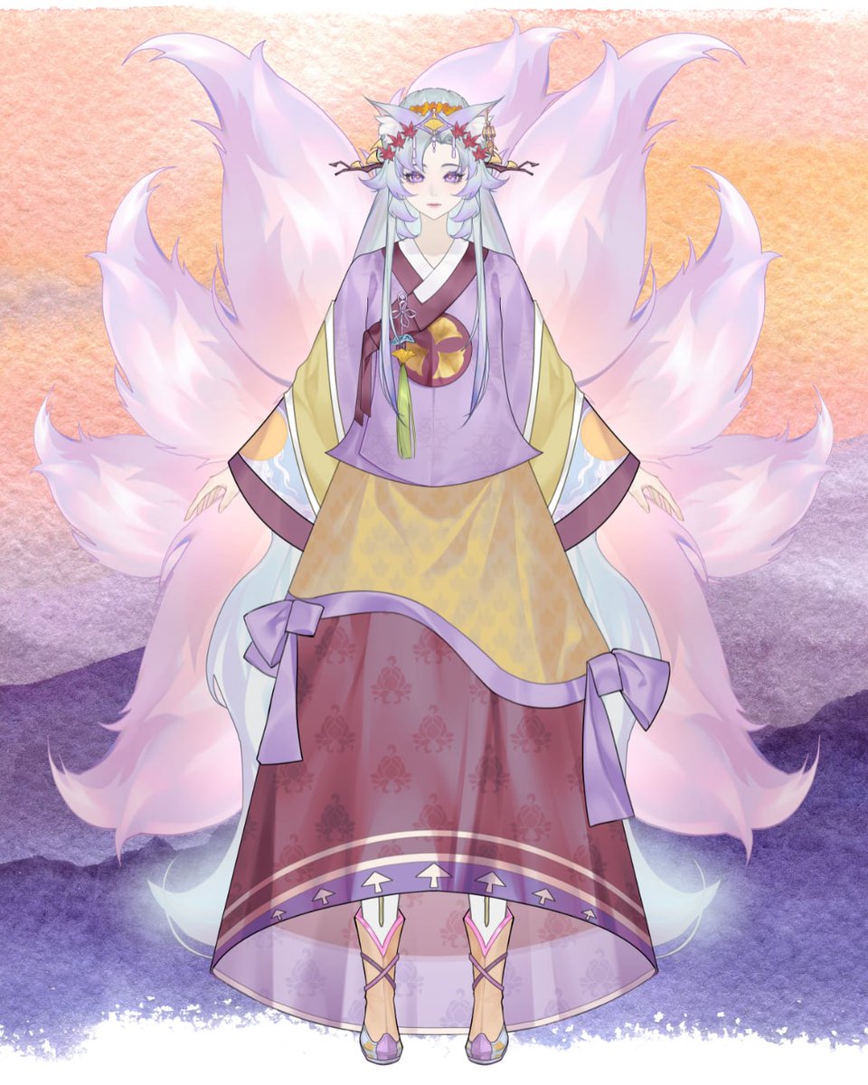 gaeulsky_fox's tweet image. My model’s concept art (by me) vs final (by kyoki studio)

#vtuber #live2dmodel