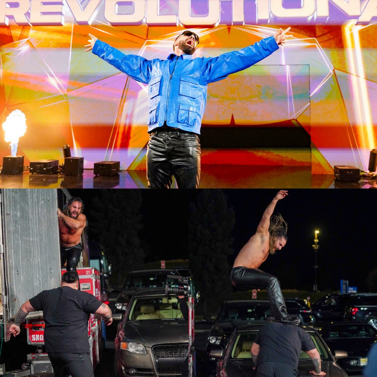 A year ago today, Seth 'Freakin' Rollins
and 'Big' Bronson Reed engaged in a brutal parking lot brawl ahead of #WWECrownJewel on #WWERaw .