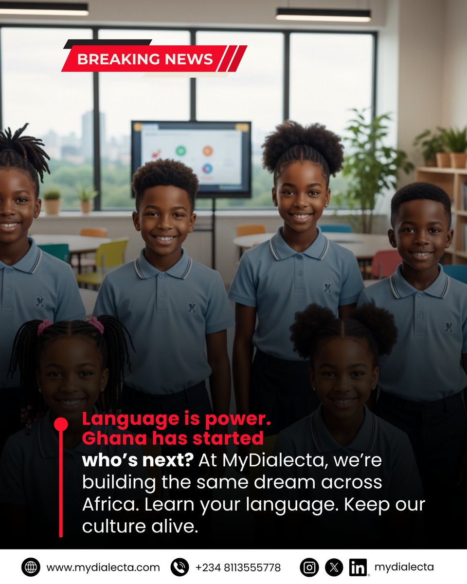 mydialecta's tweet image. Do you think other African countries should follow Ghana’s lead and teach in local languages? Do you think this will impact learning?
Drop your honest thoughts below!

Want your child to stay connected to their roots?
Register today at MyDialecta.com
#MyDialecta #Ghana