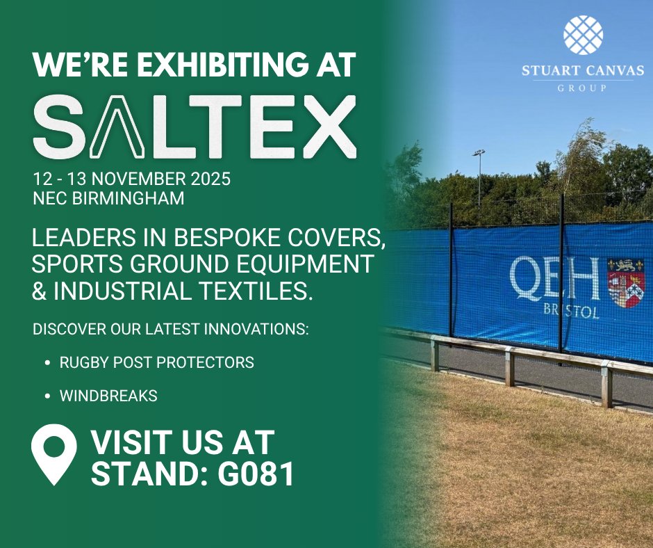 StuartCanvas's tweet image. 🌬️ Beat the elements with Stuart Canvas!

Launching at SALTEX 2025:
➡️ NEW Windbreaks – designed to protect grounds and improve conditions for play.

Come and talk to our team on Stand G081
👉 stuartcanvas.co.uk

#Windbreaks #SportsGroundCare #StuartCanvas #SALTex