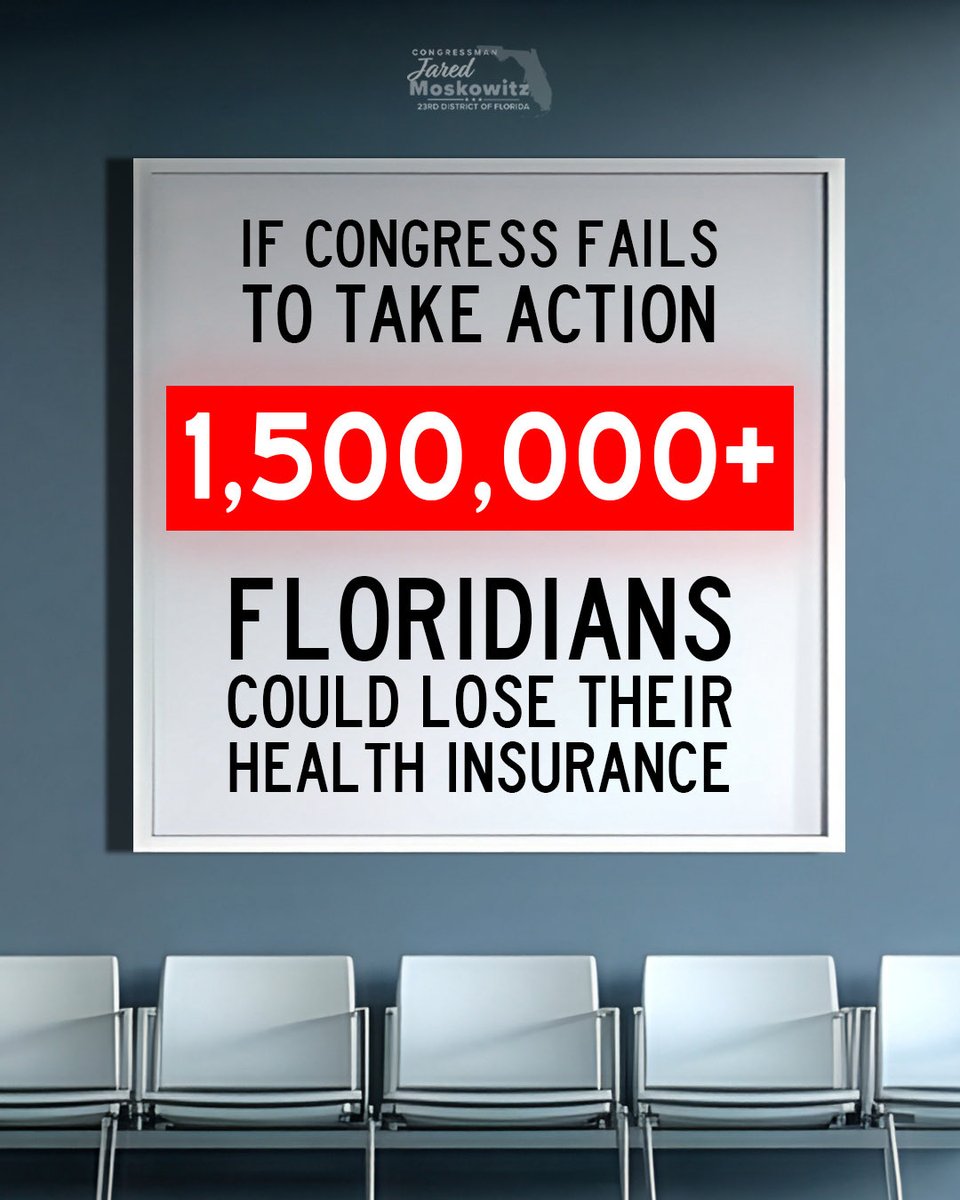 RepMoskowitz's tweet image. More people in South Florida get health care through the ACA exchange than anywhere else in America. If ACA tax credits expire, lifesaving coverage will become unaffordable for millions overnight.

Congress can’t let this happen—come back to the table, and let’s work out a deal.