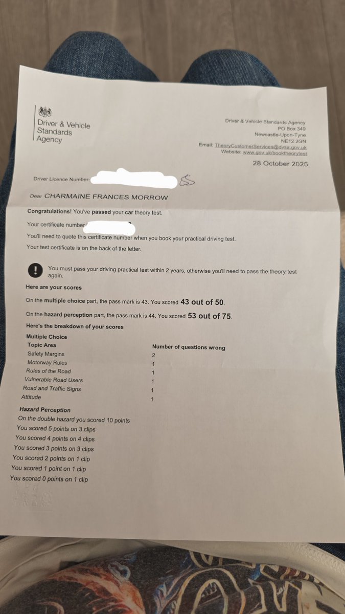 EarperAngel's tweet image. I passed my car theory test!