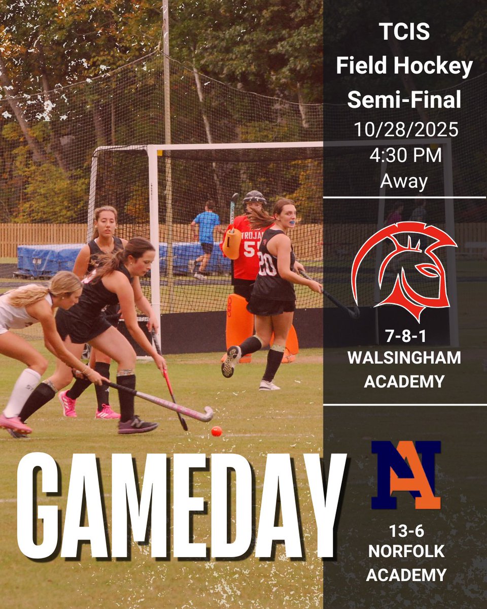 The Trojans Field hockey Team heads to Norfolk Academy this afternoon for the TCIS Semi-Finals at 4:30pm!!!