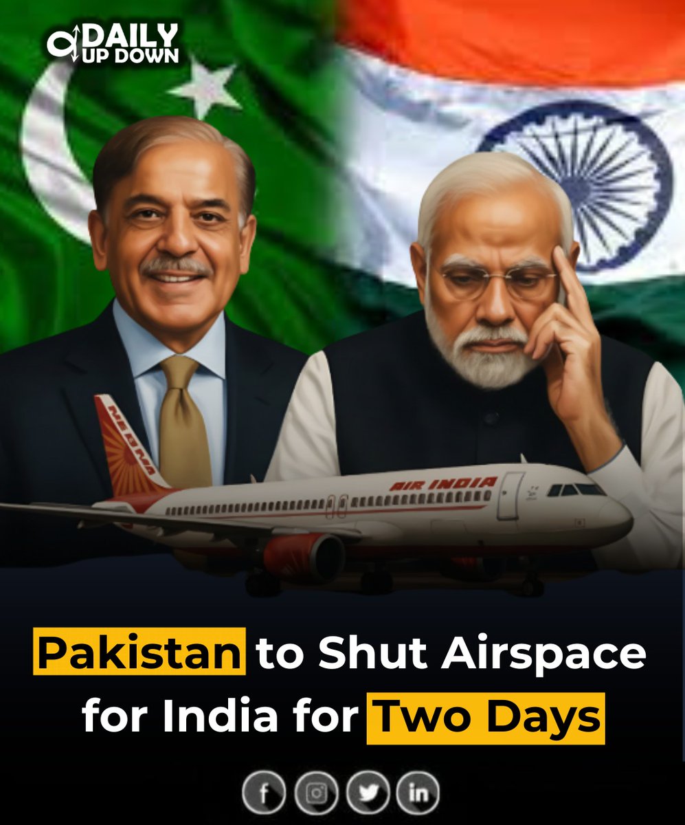 Daily_UpDown's tweet photo. Pakistan has temporarily closed its airspace along the Indian border on October 28–29 from 6–9 AM, affecting routes in the Lahore and Karachi regions. The move is reportedly linked to Indian military exercises near the border. https://t.co/sS0qvfQxeF