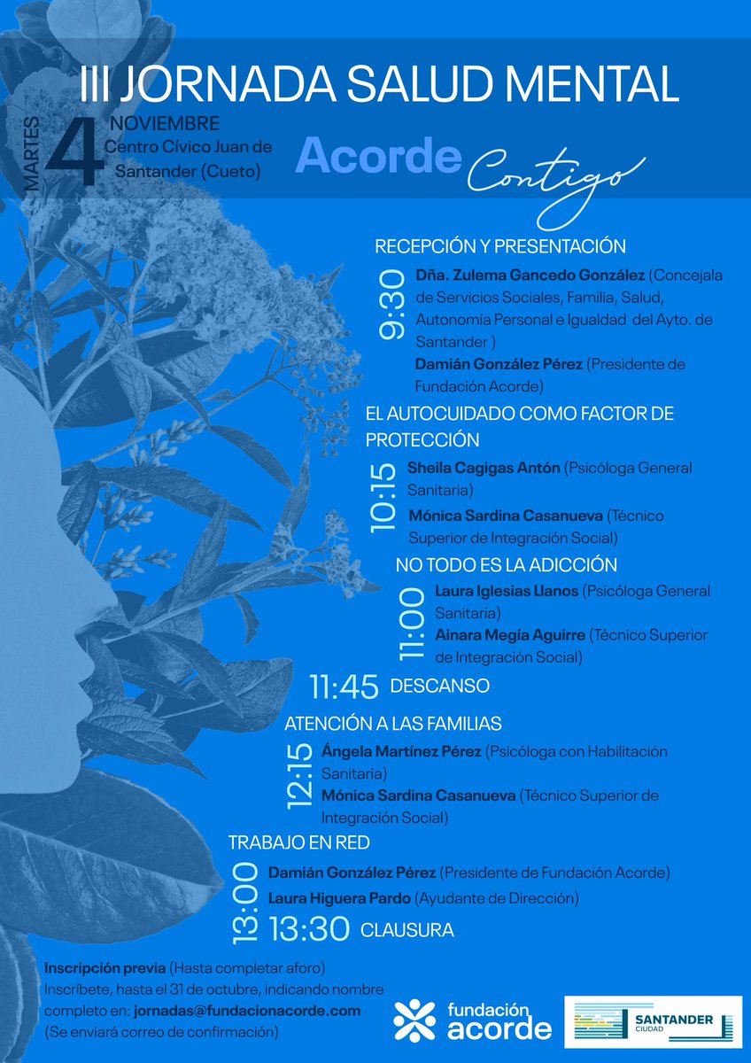 III Jornada de Salud Mental – Fundación Acorde
La Fundación Acorde organiza la III Jornada de Salud Mental, un espacio de encuentro, reflexión y aprendizaje en torno al cuidado de la salud mental y el apoyo a las familias. Se abordarán temas clave como ...
tinyurl.com/25bmddf8