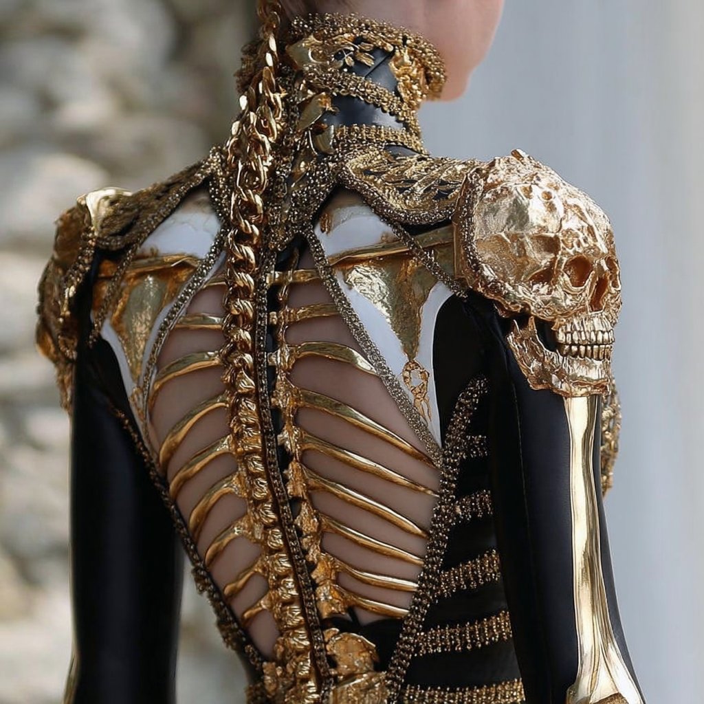 Golden skeleton couture