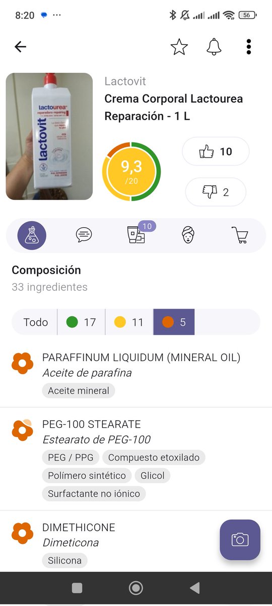 Anairda_g's tweet photo. @Bearangomoda Claro q viendo la calificación de ingredientes, uno entiende el precio https://t.co/pqUvtkjcDU