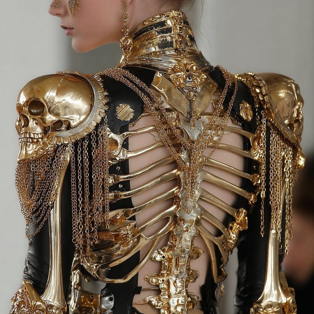 Golden skeleton couture