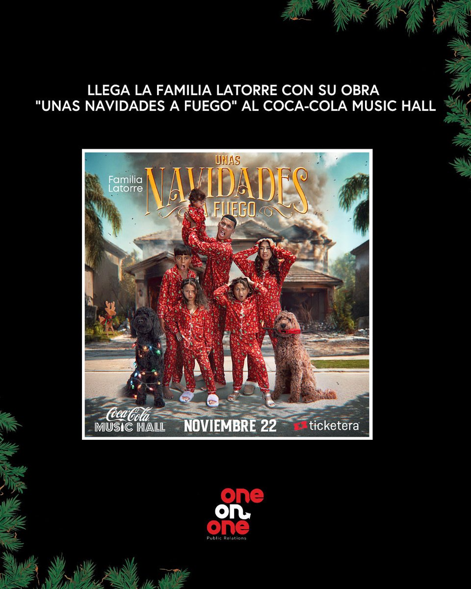 La Familia Latorre llega por primera vez al Coca-Cola Music Hall el sábado, 22 de noviembre a las 8:00 p.m. con “Navidades a Fuego”, una comedia familiar llena de risas y tradición puertorriqueña. Boletos disponibles en Ticketera.com 🎄#OneOnOnePR