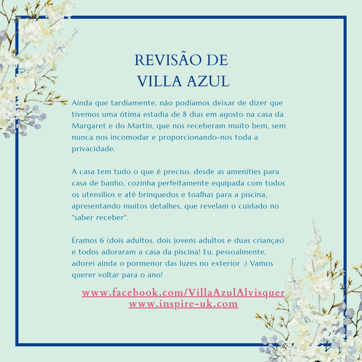 VAAlvisquer's tweet photo. Amazing how some kind words can really make your day. 🙏 

If you're thinking of summer days ahead take a look at Villa Azul, we'd love to see you too in 2026.

https://t.co/gLPqbT8dUL
https://t.co/UwXiLtg9Vf https://t.co/xOAuxGp7oY