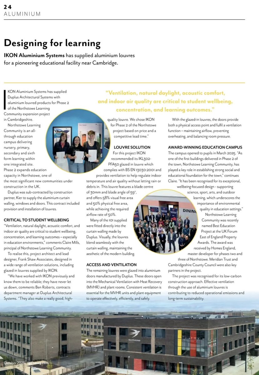 Read all about our aluminium louvres installed in a pioneering educational facility in Cambridge. This month's @gg