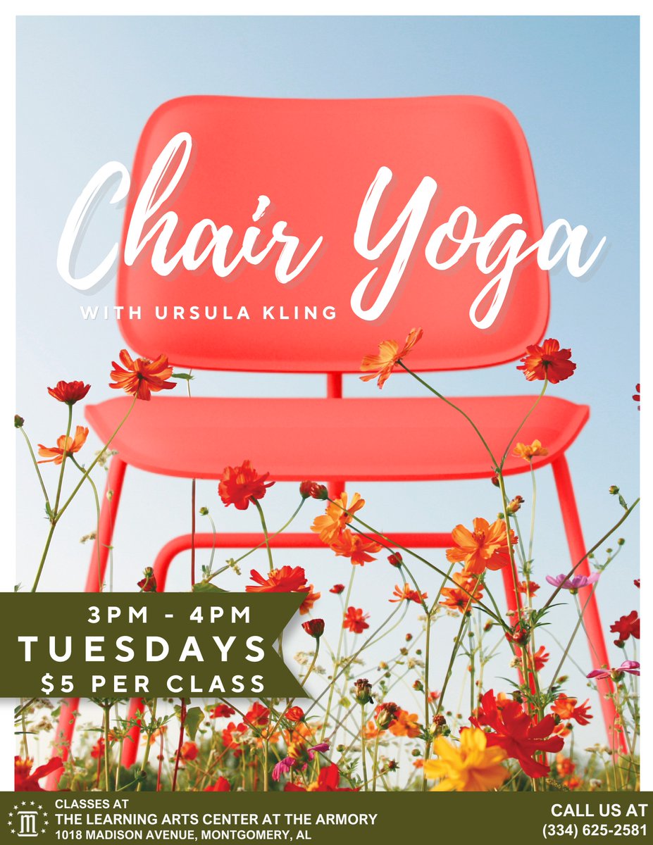montgcitypandr's tweet image. Are you looking for an easier alternative to yoga? Chair yoga may be your answer. This activity is low-impact, but it will still keep your body moving and blood flowing.

Please call 334-625-2581 for more information!

#funinmgm #ourmgm #ChairYoga