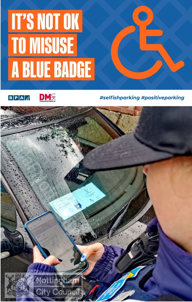 A visitor to #Nottingham decided that threatening to run over our officer was a better option than allowing a #BlueBadge inspection
Why? 
Possibly because they were using a badge that belonged to someone who died just last month. 
Reported &amp; case open
#RespectTheBadge #StopMisuse