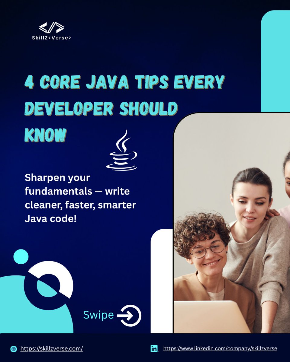 ravitej05387479's tweet image. 🚀 4 Smart Core Java Tips Every Developer Should Know! ☕💻

Small improvements today → Big impact tomorrow.
Keep learning, keep coding, keep improving. 💪

👉 Swipe through the carousel to explore each tip!
#Skillzverse | #CoreJavaTips
#JavaTips #CoreJava #JavaProgramming