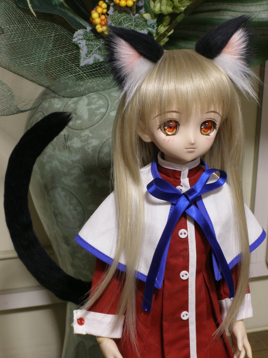 DD・MDDサイズ　白猫耳BMGタイプ（磁石式）＆猫尾 ISLANDER・人形用猫耳DD⁄SD⁄MDD on X